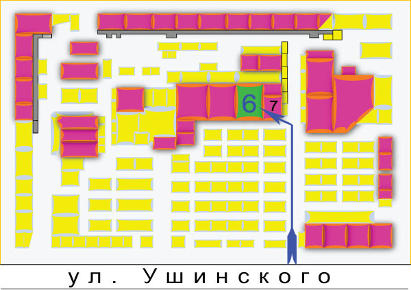 Схема рынка Радиолюбитель, г. Киев, Ушинского 4 (остановка Караваевы Дачи)